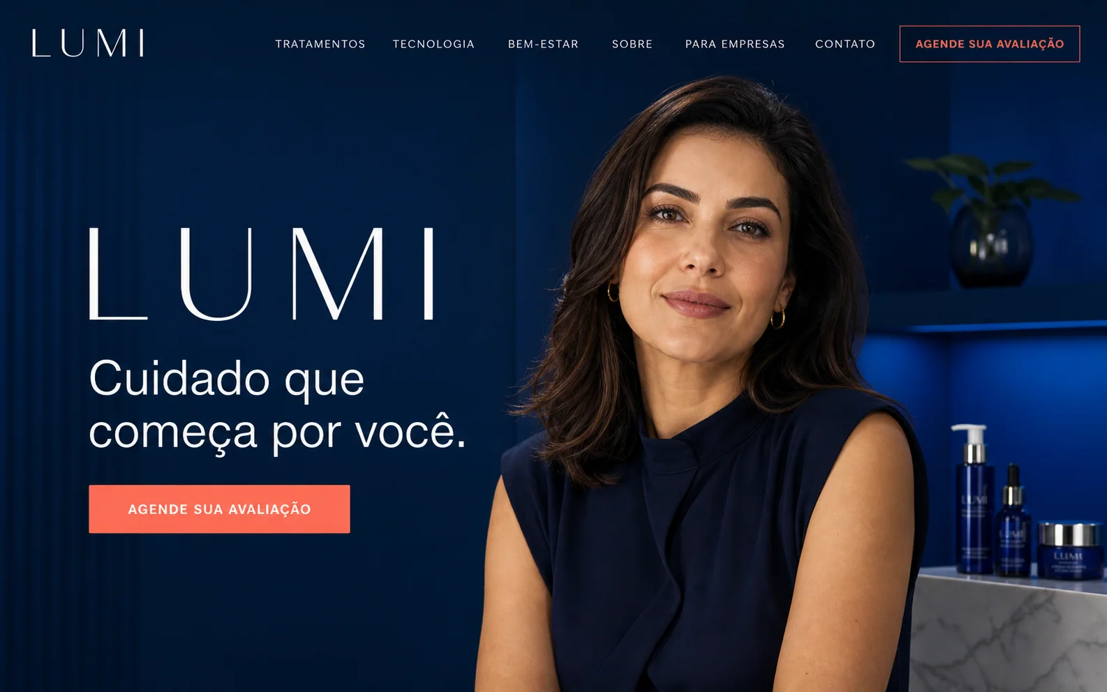 Conceito de landing page premium para uma clínica de bem-estar